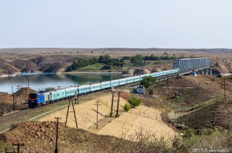 ТЭП33А-0017 с поездом №021 Семей — Кызылорда, 24.09.19г