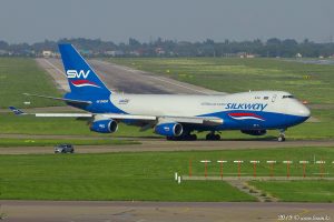 4K-SW888 Silk Way West Airlines Boeing 747-4R7F in UAAA/ALA, 04.07.19.
